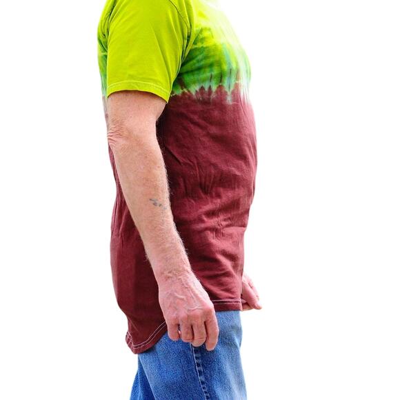 Mens Shirt Size Small Brown Green Ombre Tie Dye Handcrafted Vacation Ready Beach - Picture 2 of 6